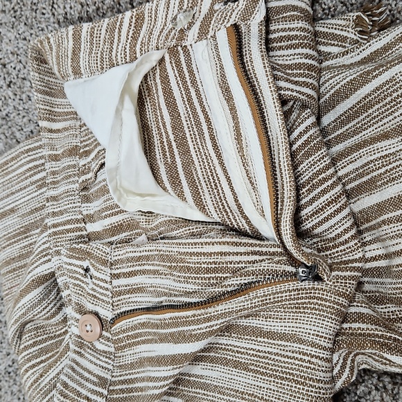 Free People Marta Yarn Dye Trousers White Tan Size 2 100% Cotton - Picture 9 of 13